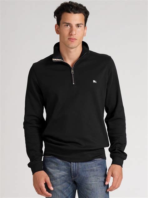 burberry hoodie black men|burberry men's half zip pullover.